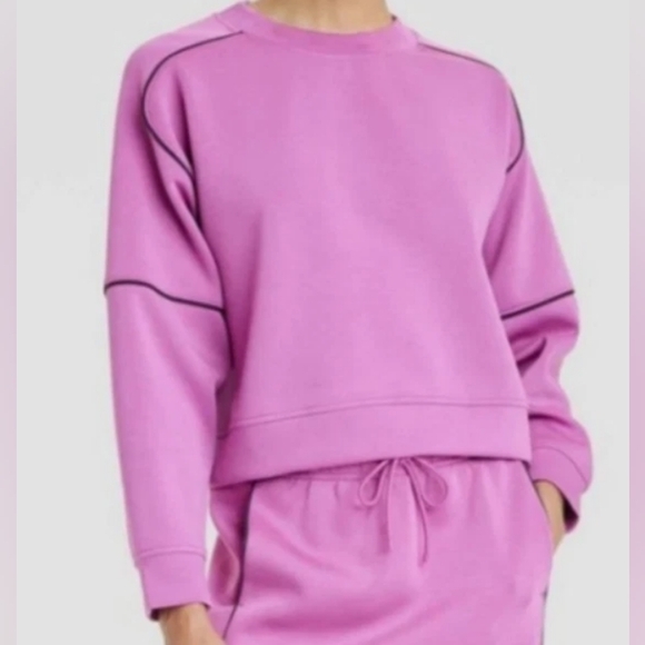 All In Motion women’s Sandwash Pickleball Crew Purple Sweatshirt L NWT - Picture 3 of 16